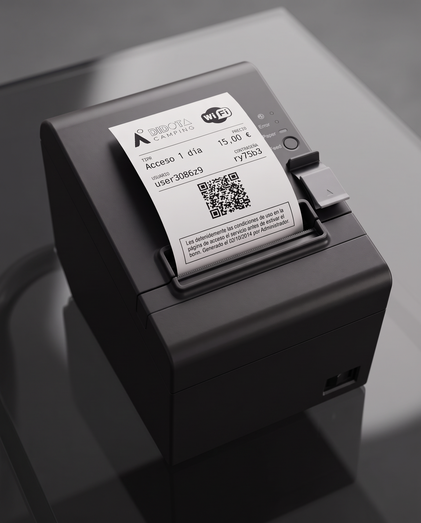 Printed hotspot voucher generated with readyVoucher